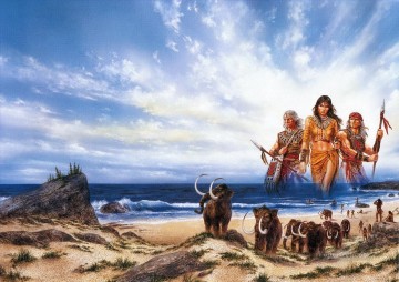  American Oil Painting - American Indians people of the sea Fantastic